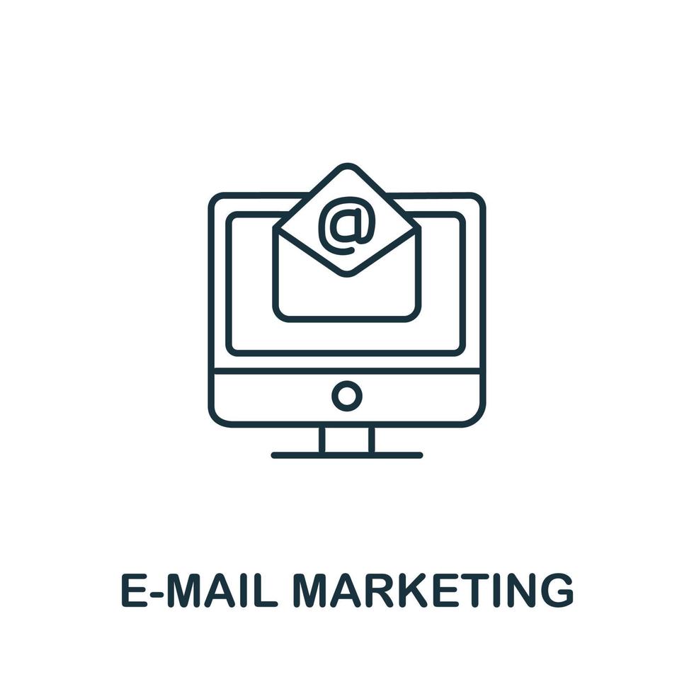 icono de marketing por correo electrónico de la colección de marketing digital. símbolo de marketing por correo electrónico de elemento de línea simple para plantillas, diseño web e infografía vector