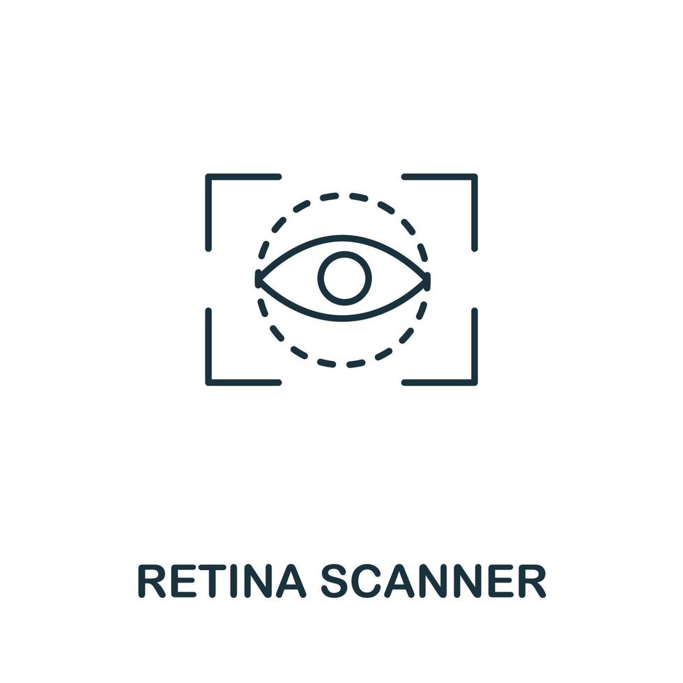 icono de escáner de retina de la colección de seguridad cibernética. icono de escáner de retina de línea simple para plantillas, diseño web e infografía vector