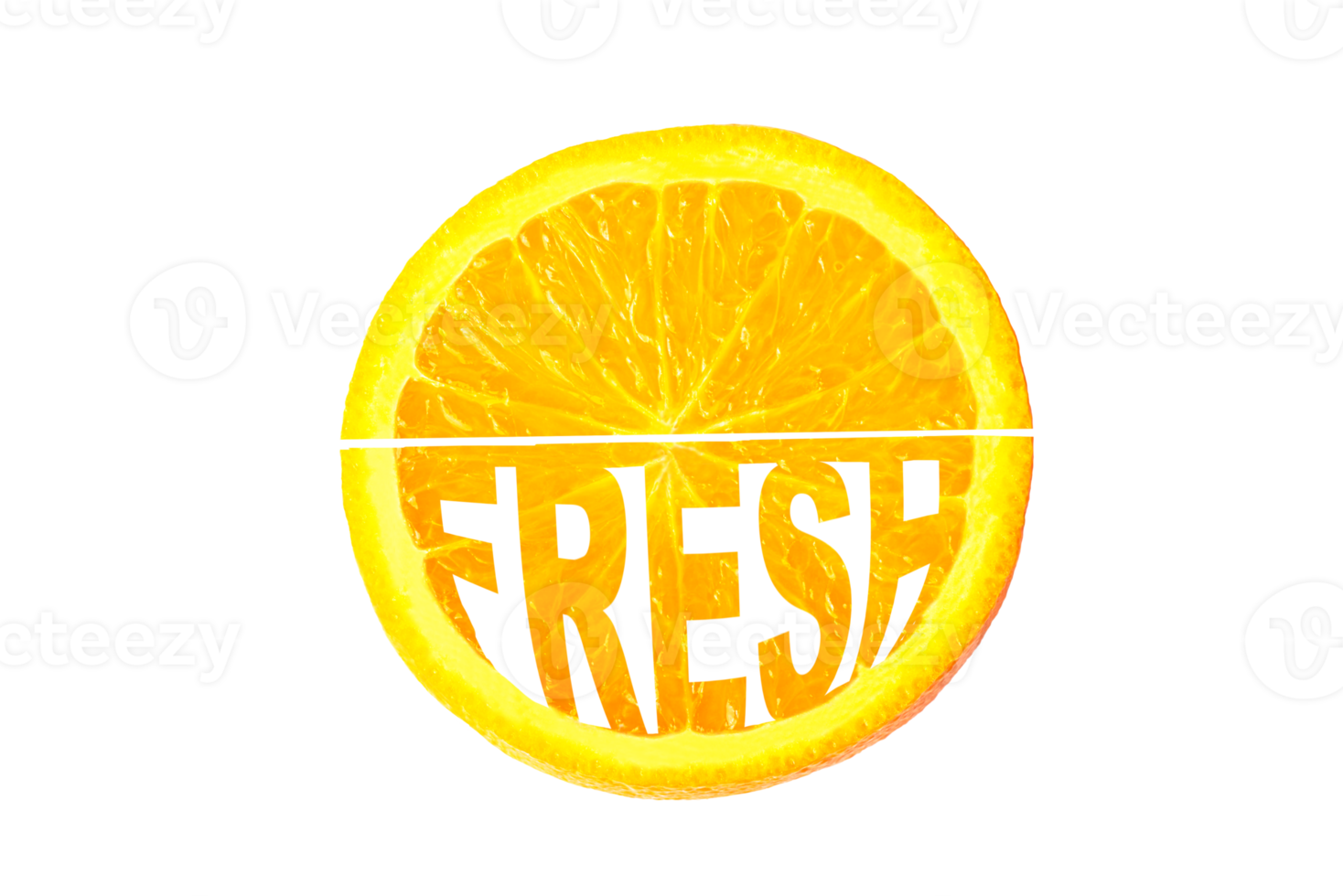 Fresh, Orange Slice, orange with creative lettering Fresh. Transparent Background png