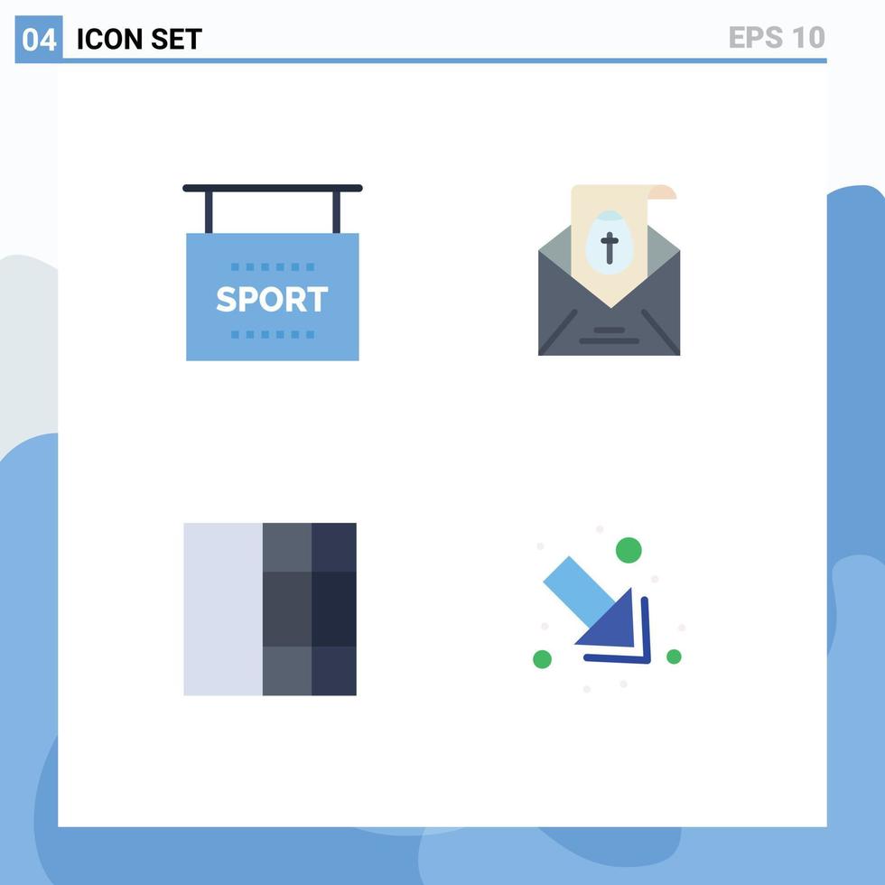 Group of 4 Flat Icons Signs and Symbols for info wireframe sports easter down Editable Vector Design Elements