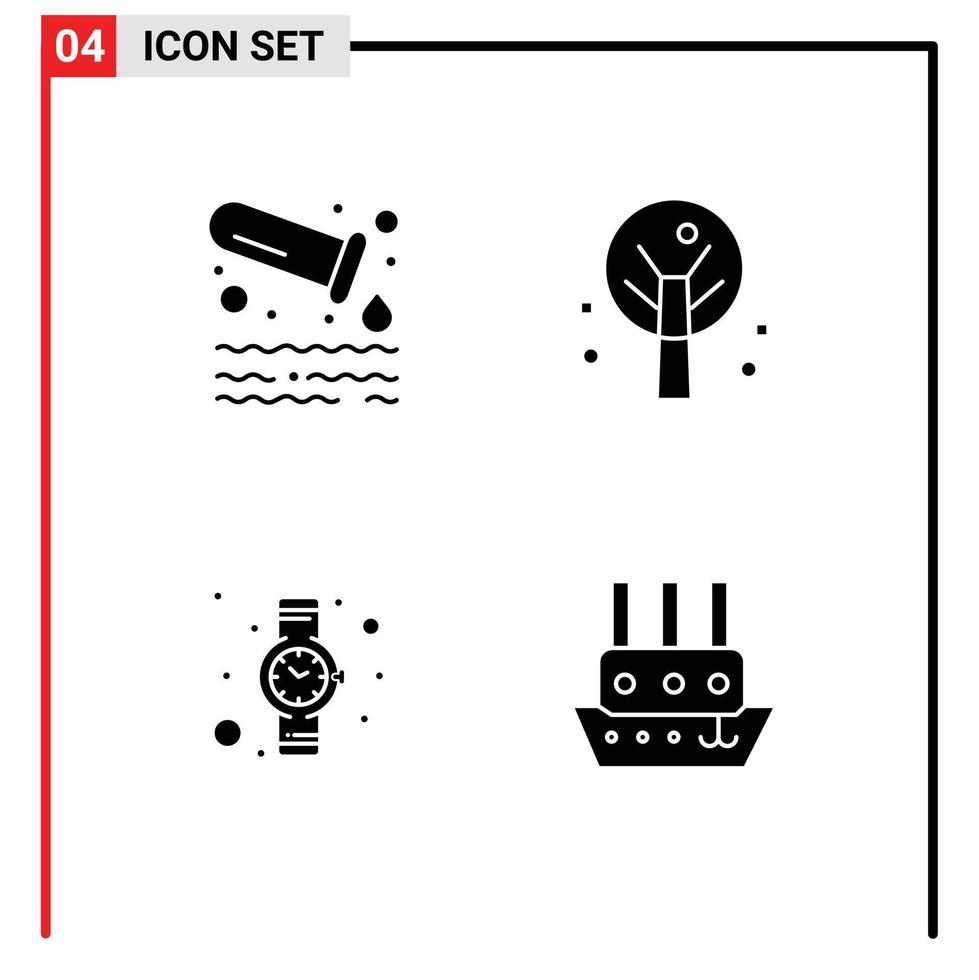 Modern Set of Solid Glyphs Pictograph of gas watch tube tree steamboat Editable Vector Design Elements