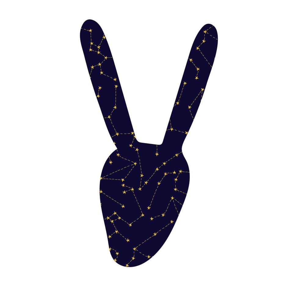 Silhouette of a hare head with constellations on a white background. Symbol of Chinese New Year 2023. Lunar calendar vector