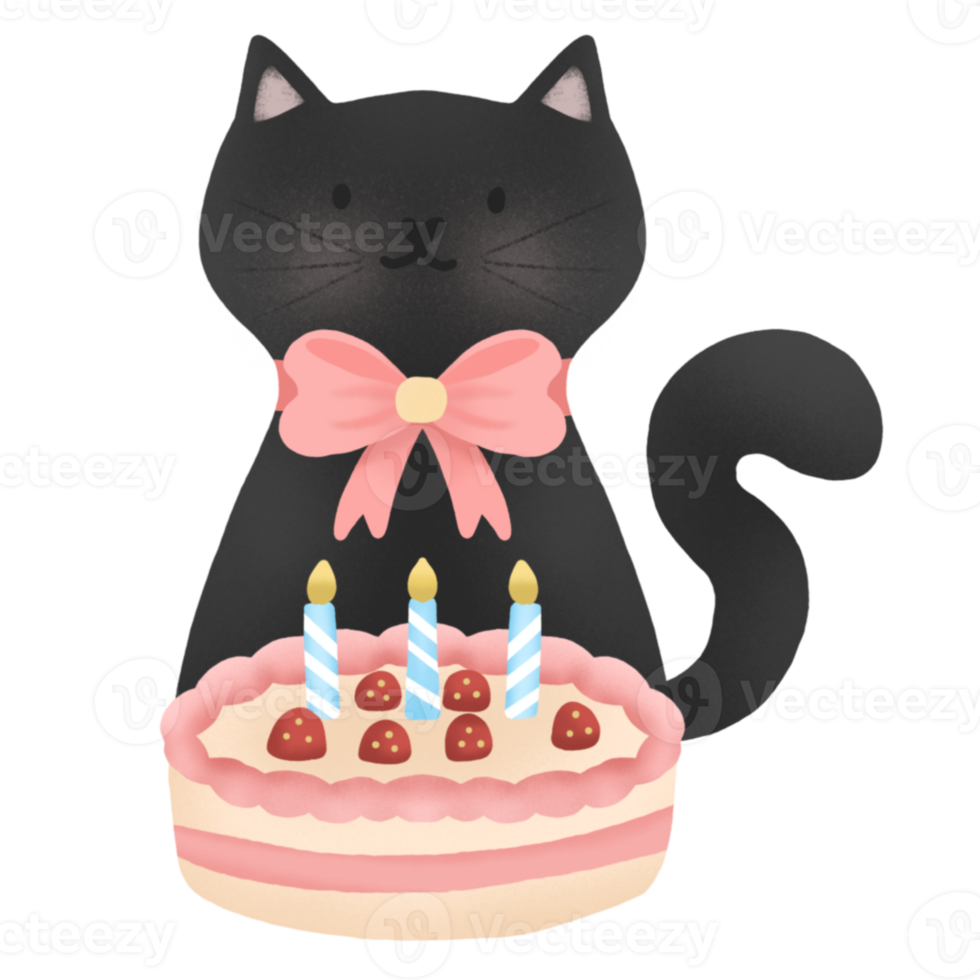 gato negro con ilustración de elemento de pastel 17207032 PNG