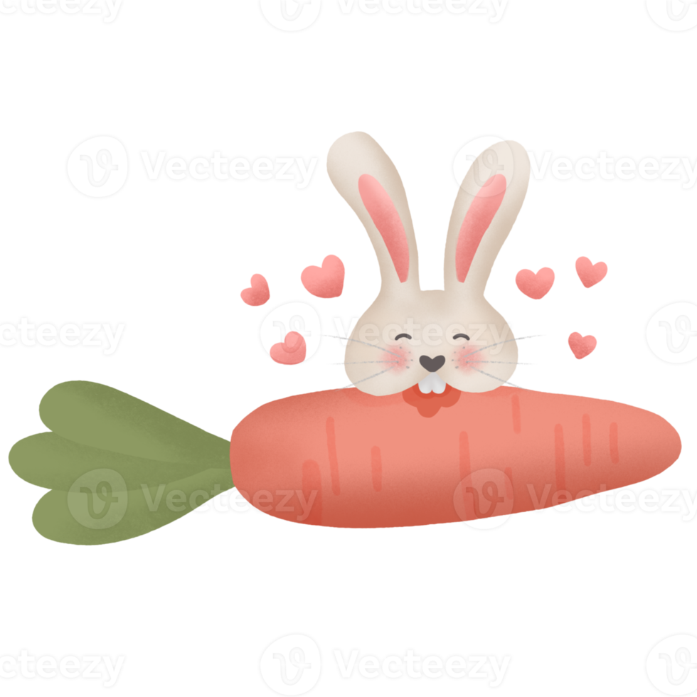 Rabbit Eating Carrot Element Illustration png