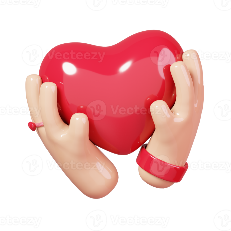 Free manos humanas de dibujos animados sosteniendo el corazón rojo aislado. 14  de febrero icono de feliz día de san valentín. representación 3d 17207080  PNG with Transparent Background