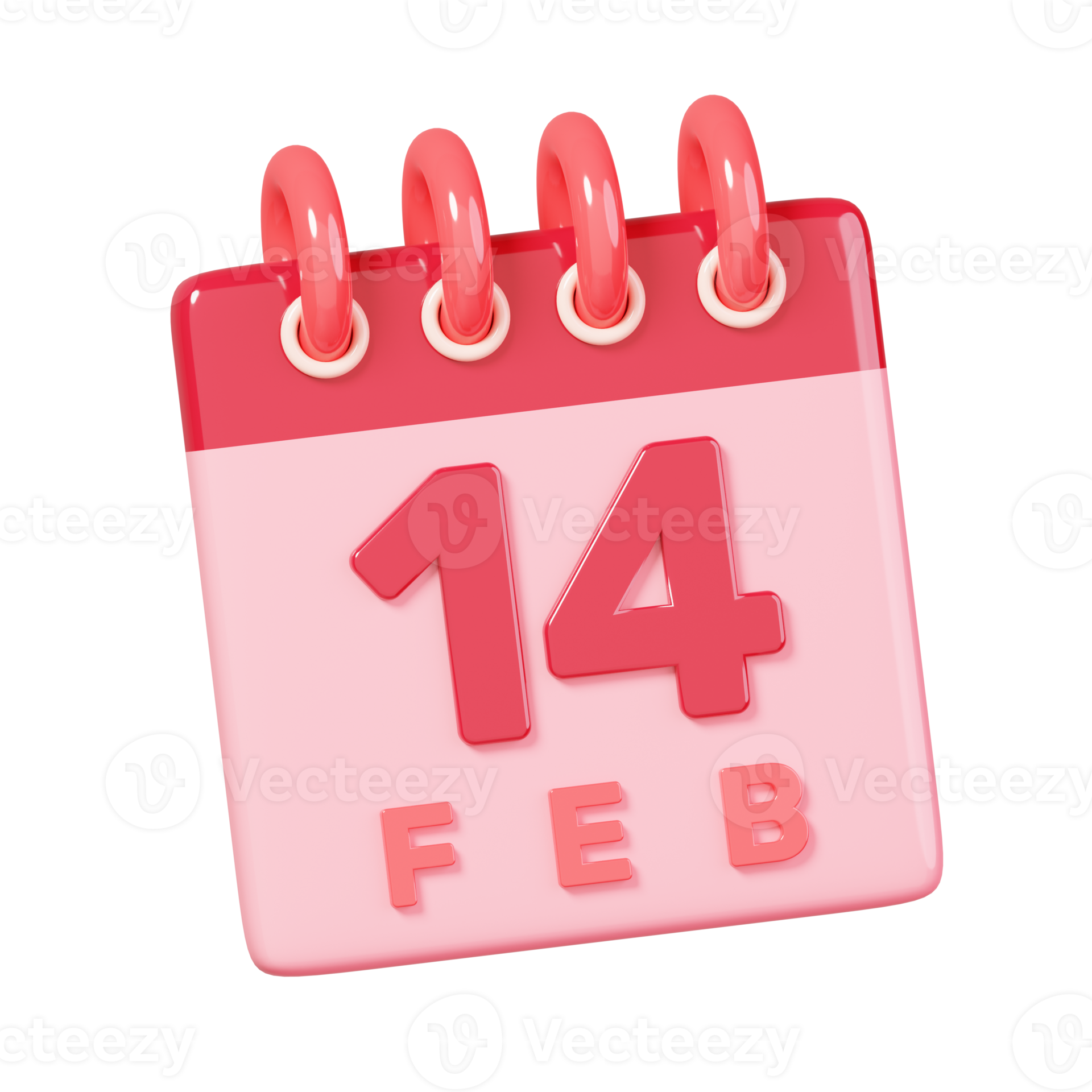 Calendar 14 February isolated. Happy Valentine
