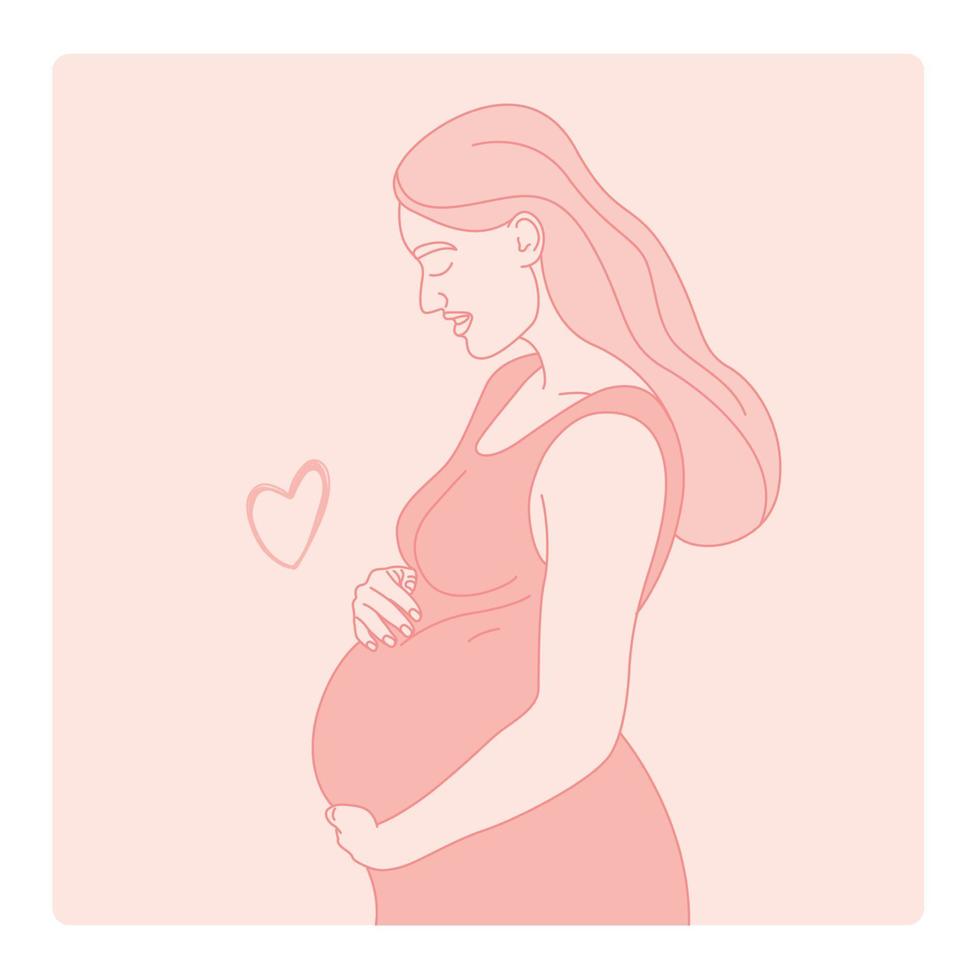 pregnant women line illustration. International Mother's Day. vector