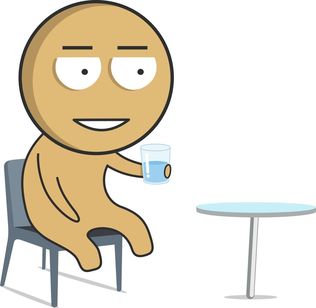 Boy sitting with a glass of water vector