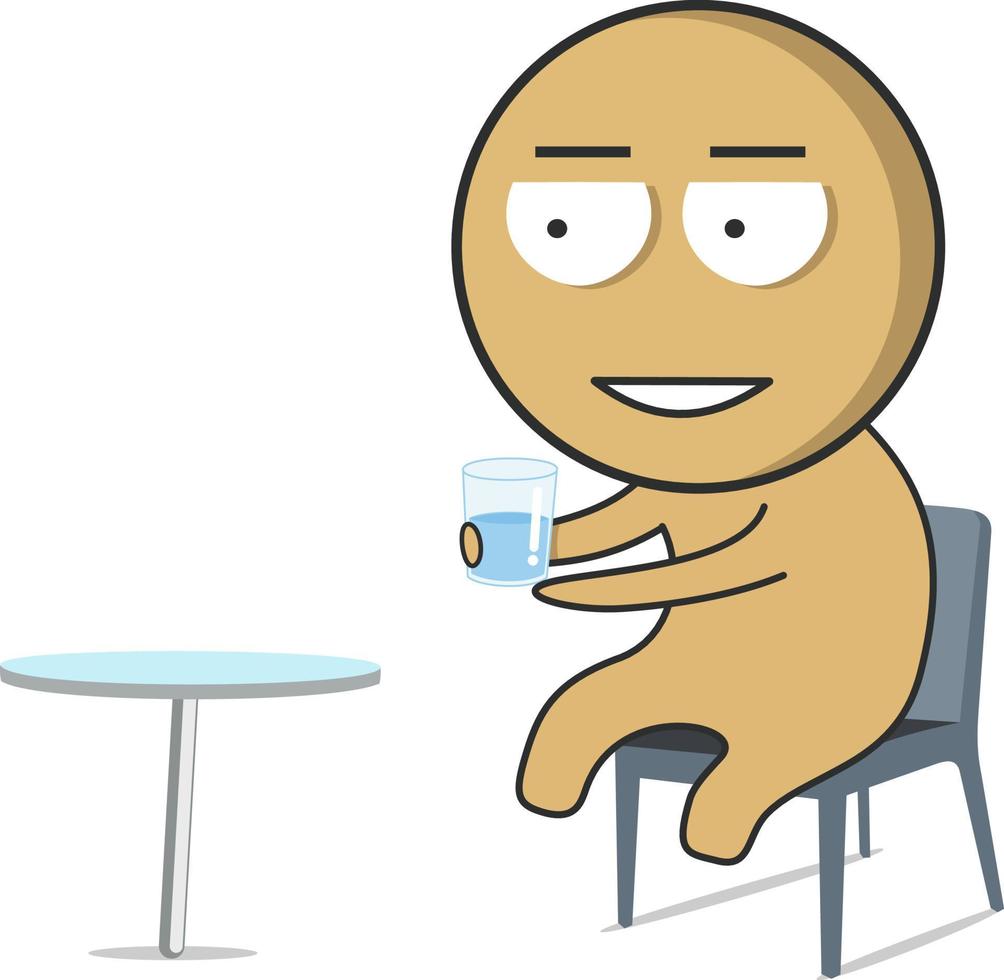 Boy sitting with a glass of water vector