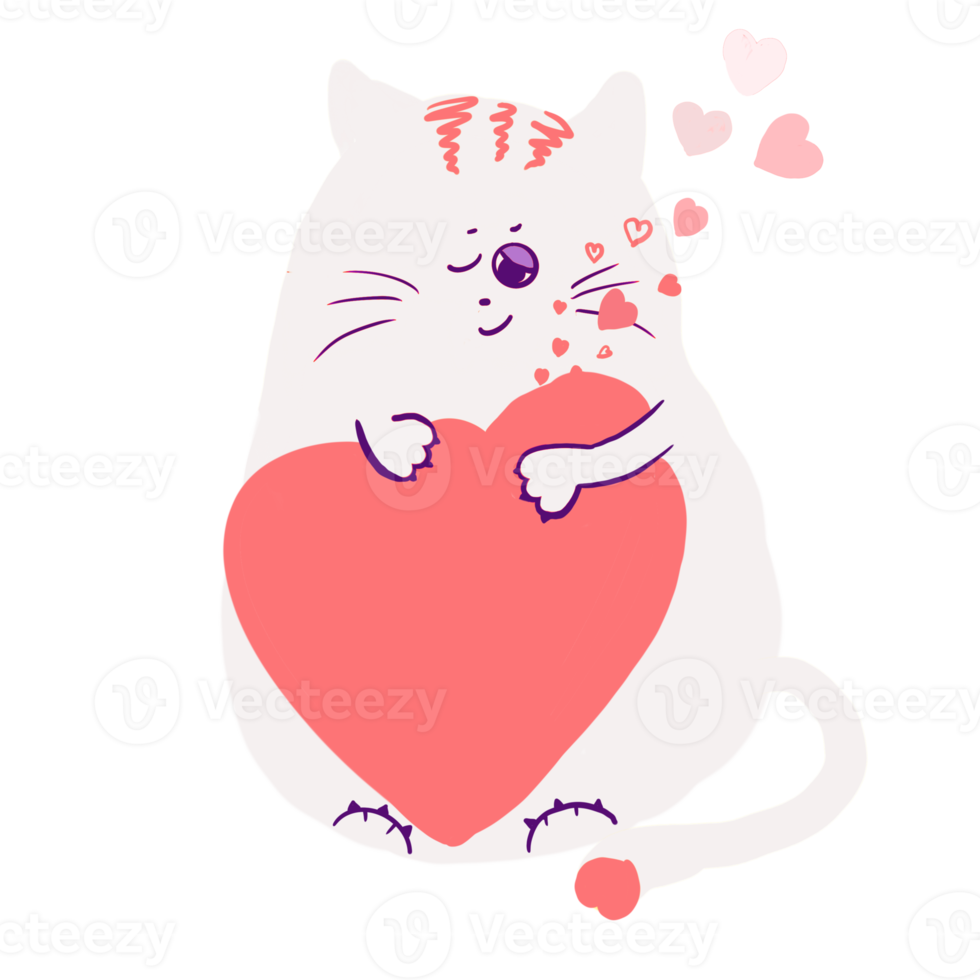 cat with a heart png