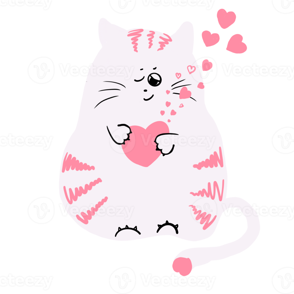 cat with a heart png