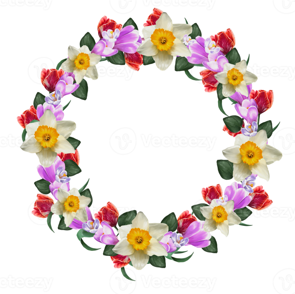 decorative frame of spring flowers png