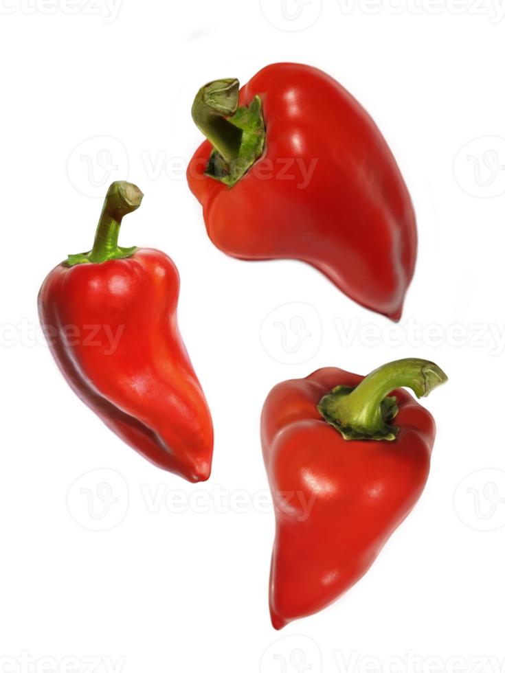 een groep van zoet rood klok paprika's in vlucht png