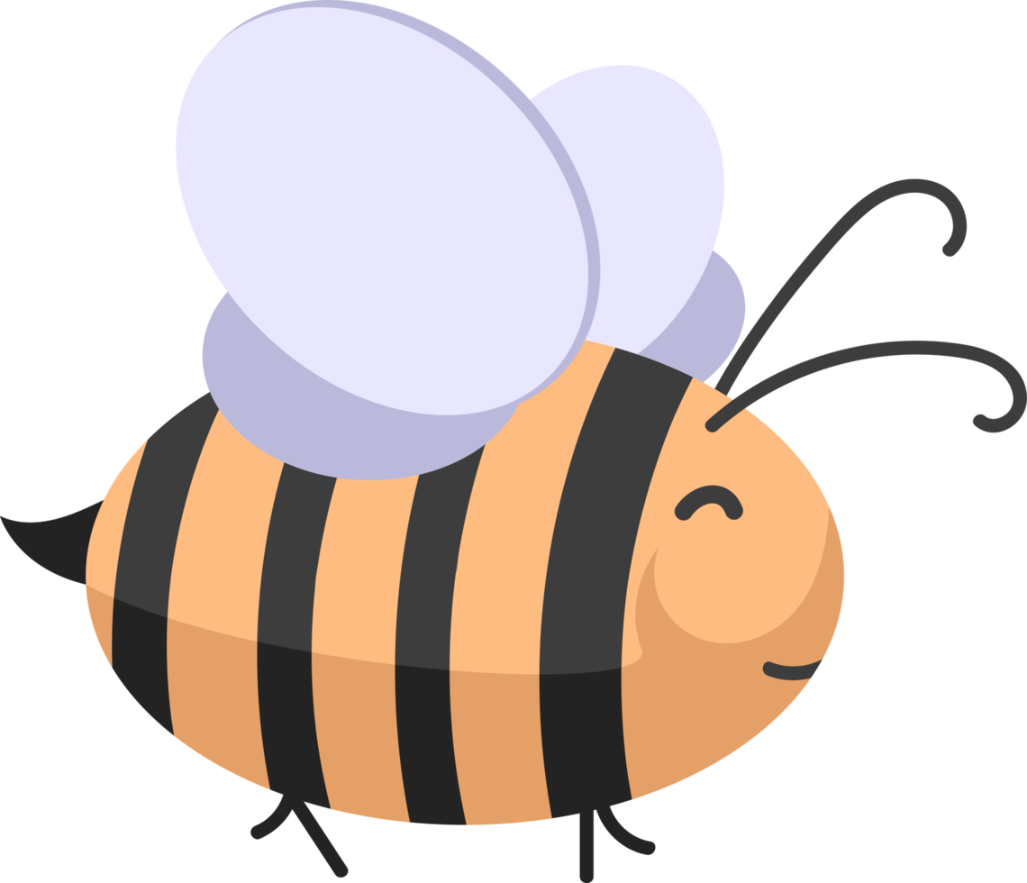 cartoon illustration of a cute chubby and smiling honey bee png