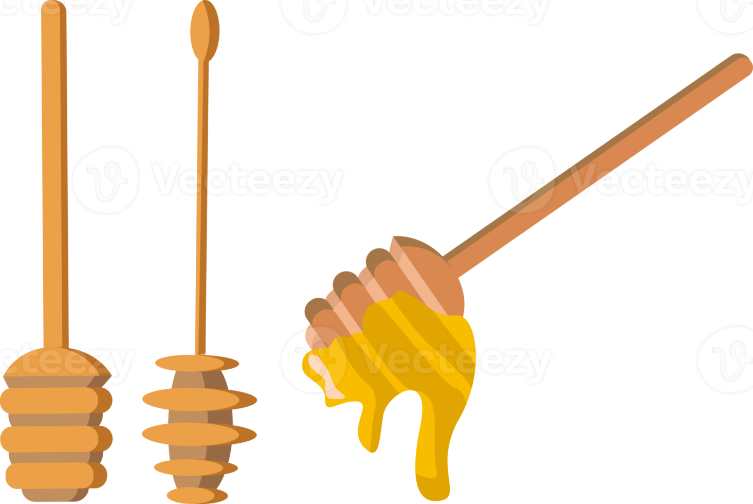 honey wooden spoon dipper set illustration png