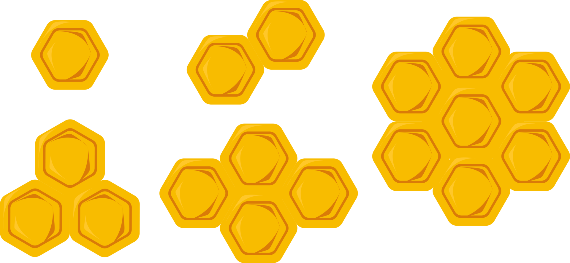 set of fresh yellow honeycomb illustration png