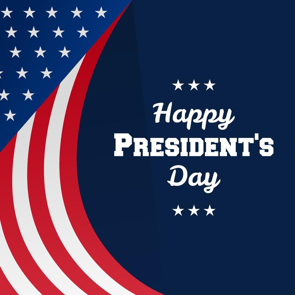 simple happy president's day greeting on blue background vector