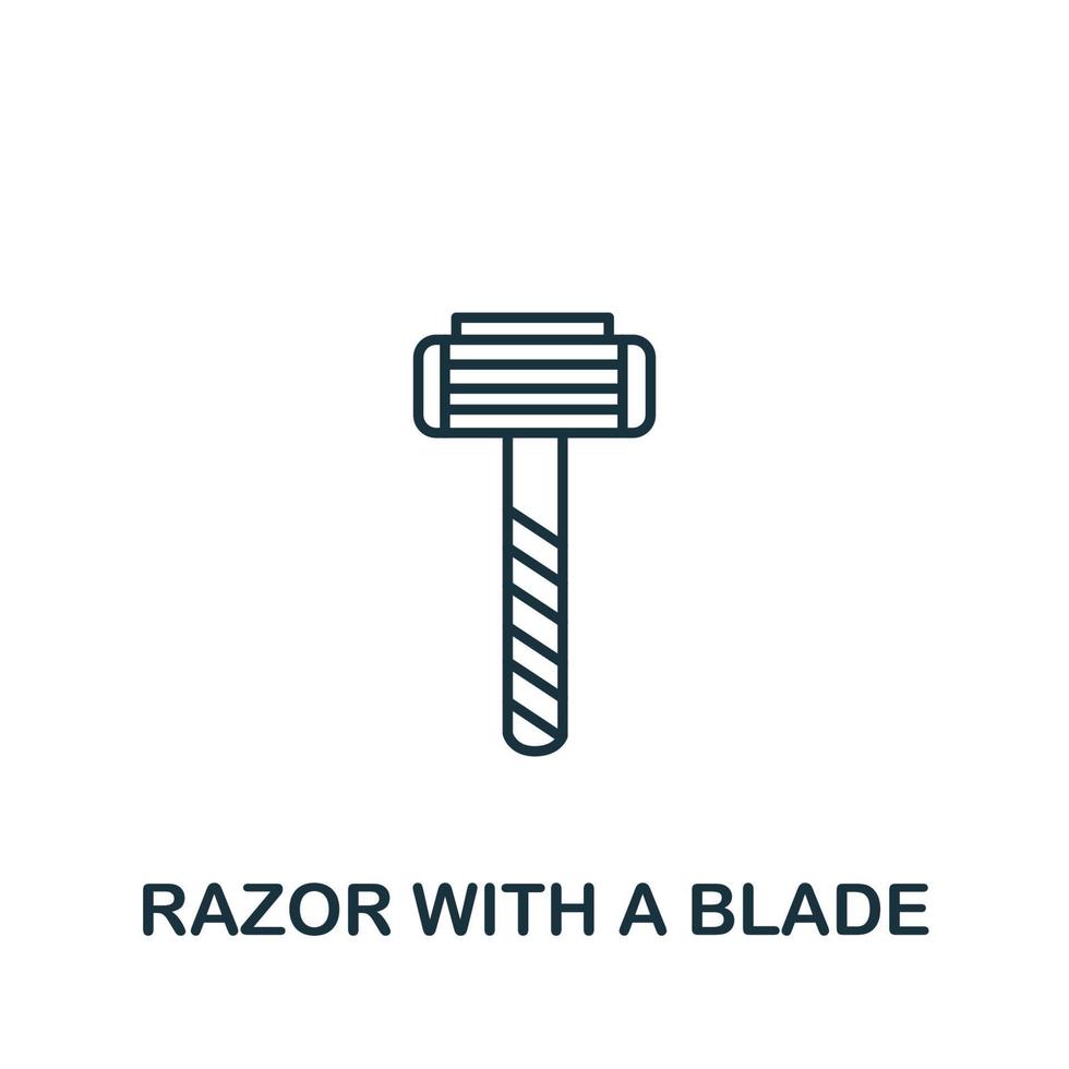 Razor With A Blade icon from barber shop collection. Simple line element Razor With A Blade symbol for templates, web design and infographics vector