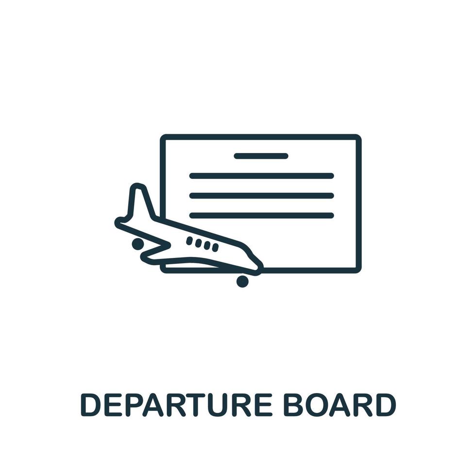 icono del tablero de salida de la colección del aeropuerto. icono de tablero de salida de línea simple para plantillas, diseño web e infografía vector