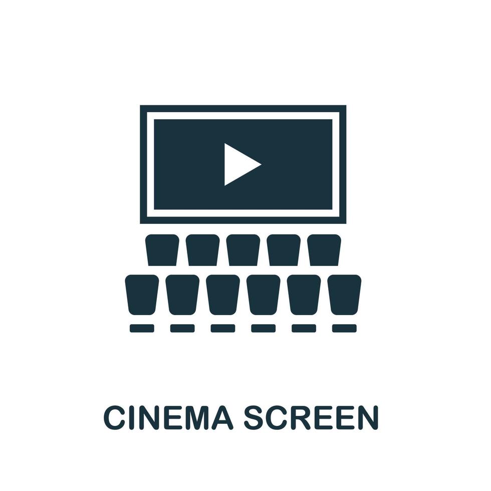 icono de la pantalla de cine. elemento simple de la colección de cine. icono de pantalla de cine creativo para diseño web, plantillas, infografías y más vector