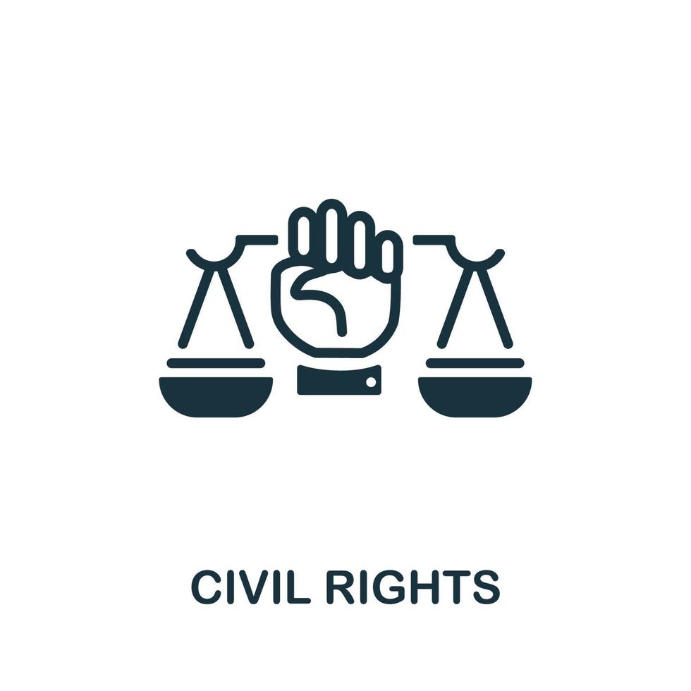 icono de los derechos civiles. elemento simple monocromático de la colección de derechos civiles. icono creativo de derechos civiles para diseño web, plantillas, infografías y más vector