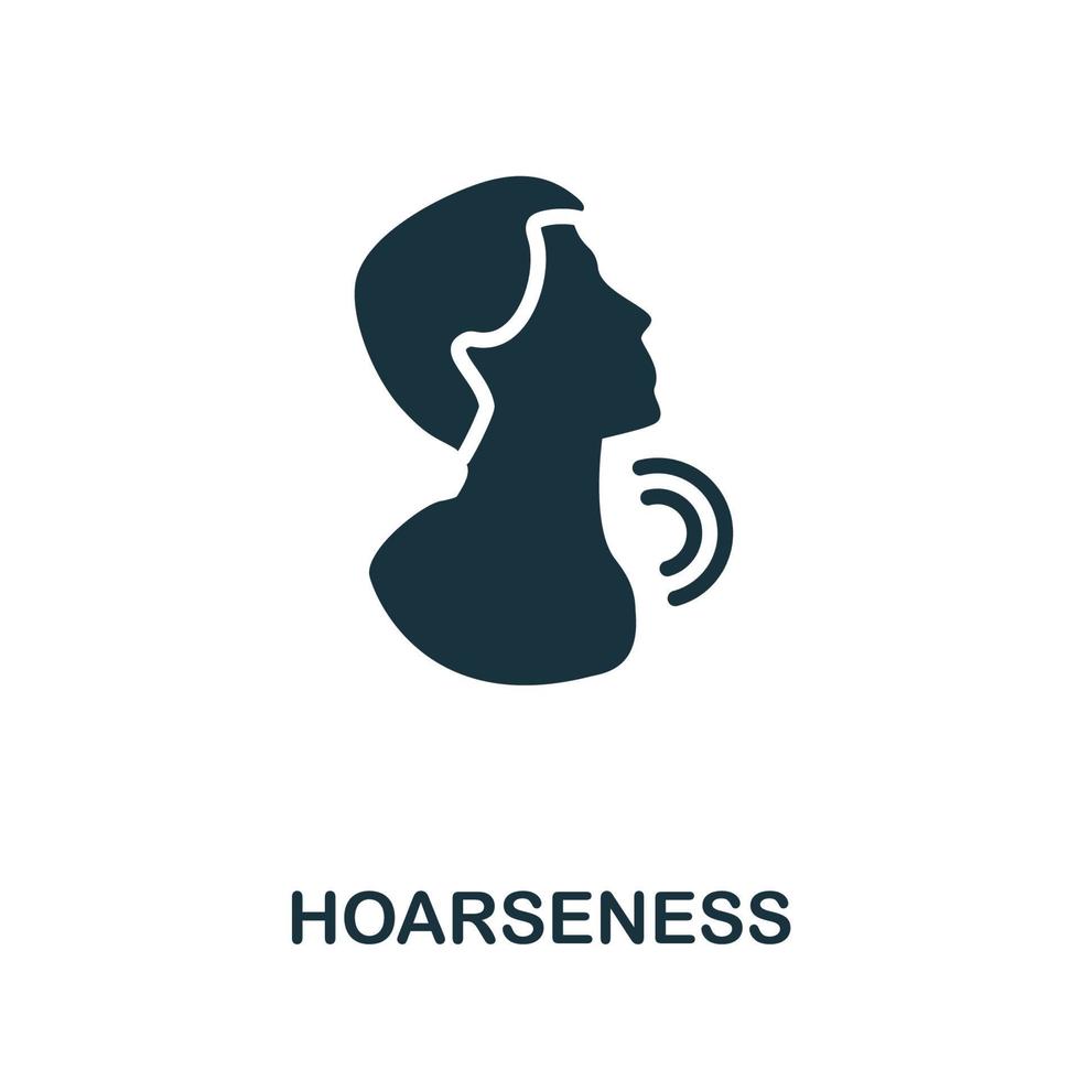 Hoarseness icon. Monochrome simple element from coronavirus symptoms collection. Creative Hoarseness icon for web design, templates, infographics and more vector