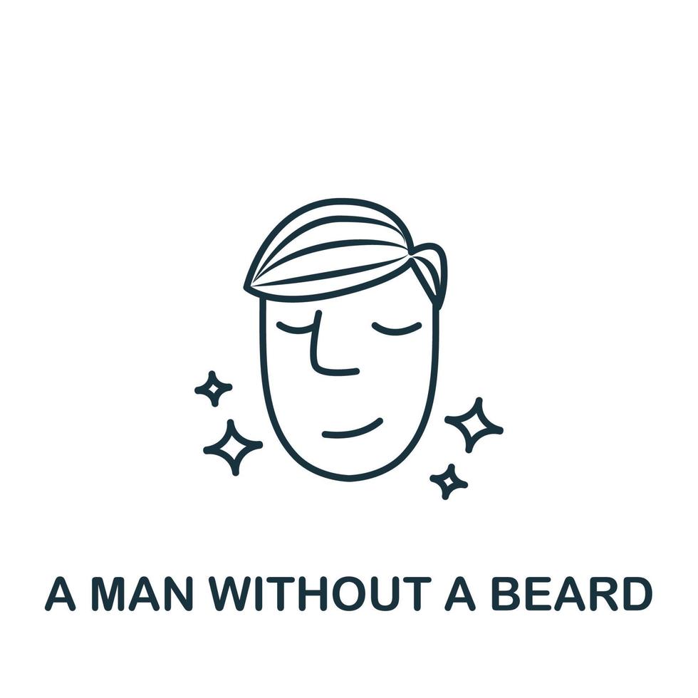un hombre sin icono de barba de la colección de barbería. elemento de línea simple un hombre sin símbolo de barba para plantillas, diseño web e infografía vector