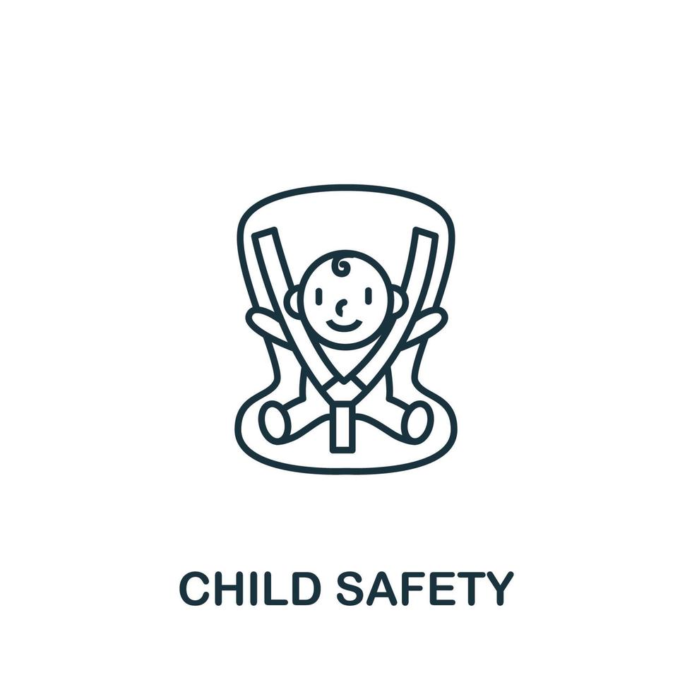 icono de seguridad infantil de la colección de cosas para bebés. símbolo de seguridad infantil de elemento de línea simple para plantillas, diseño web e infografía vector