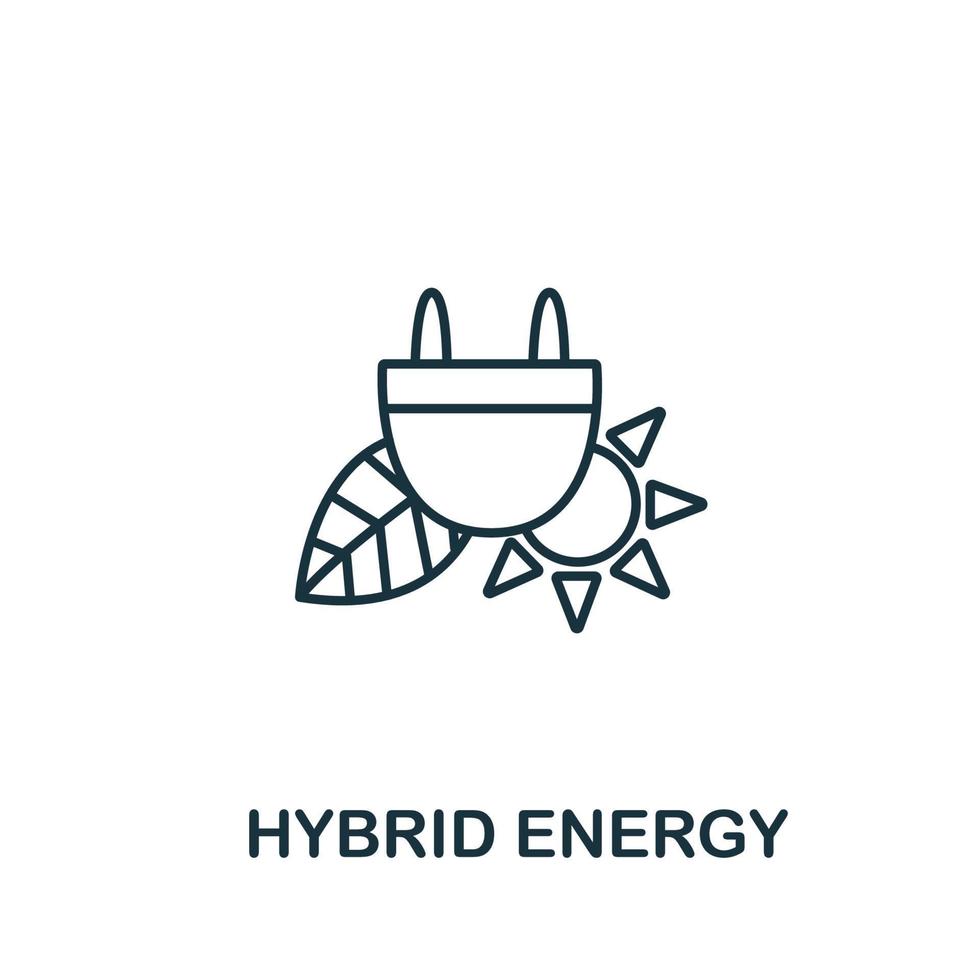 ícono de energía híbrida de la recolección de energía limpia. símbolo de energía híbrida de elemento de línea simple para plantillas, diseño web e infografía vector