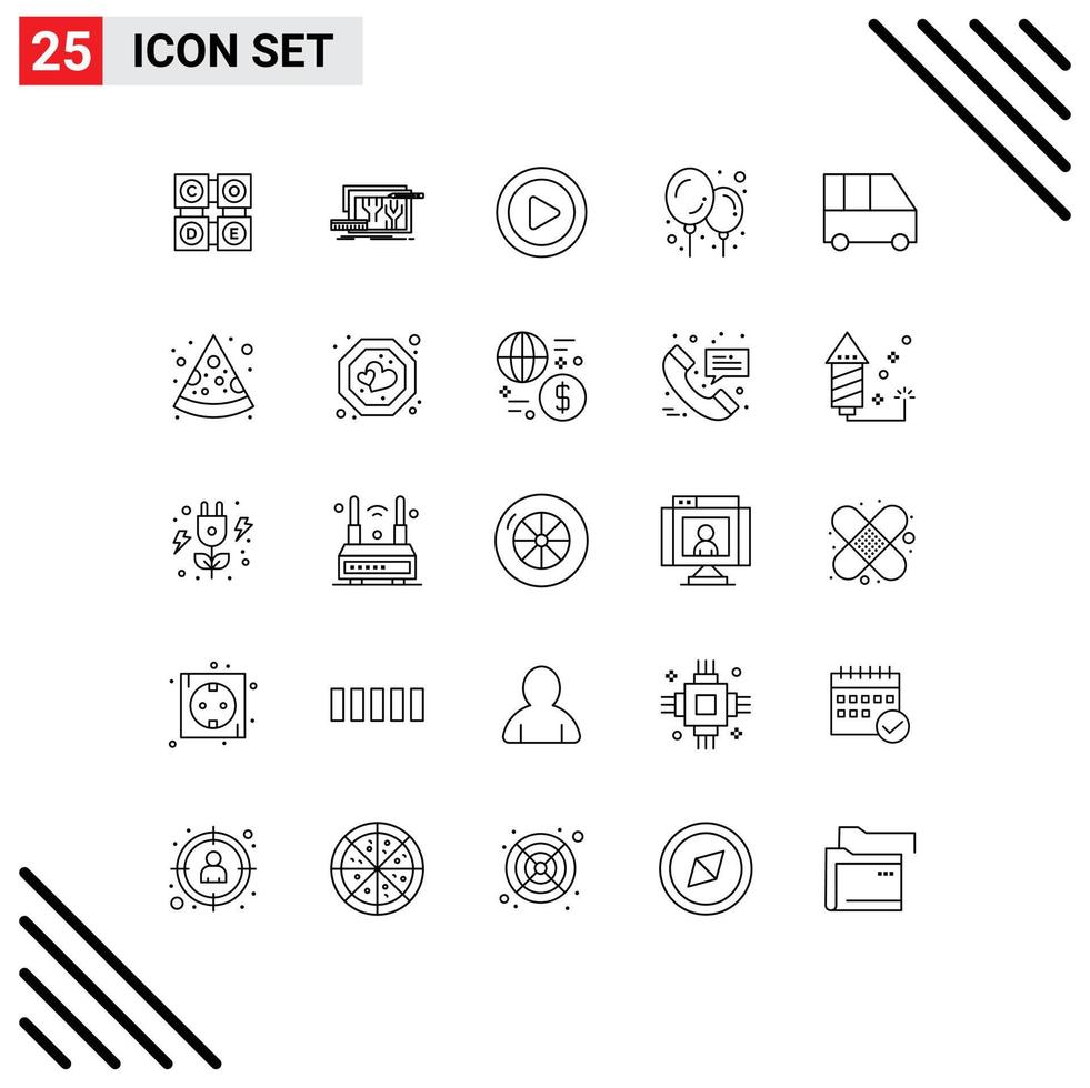 Universal Icon Symbols Group of 25 Modern Lines of passenger van family van engineering delivery van baby stuff Editable Vector Design Elements