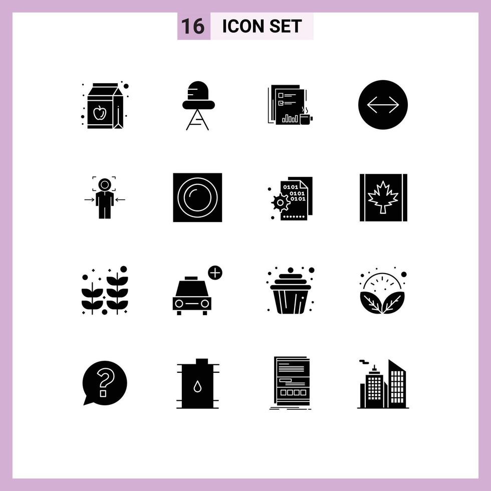 Set of 16 Commercial Solid Glyphs pack for man swipe financial horizontal swipe newspapers Editable Vector Design Elements