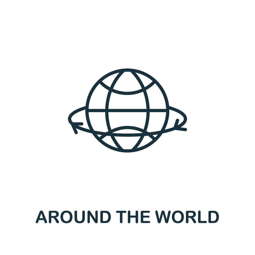 Around The World icon from airport collection. Simple line Around The World icon for templates, web design and infographics vector