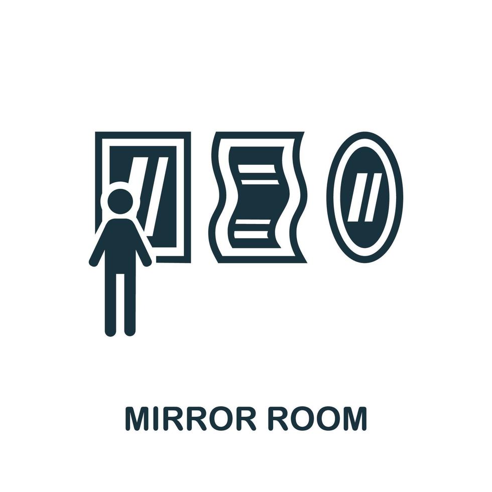 icono de la habitación del espejo. elemento simple de la colección del parque de atracciones. icono de la sala de espejos creativos para diseño web, plantillas, infografías y más vector