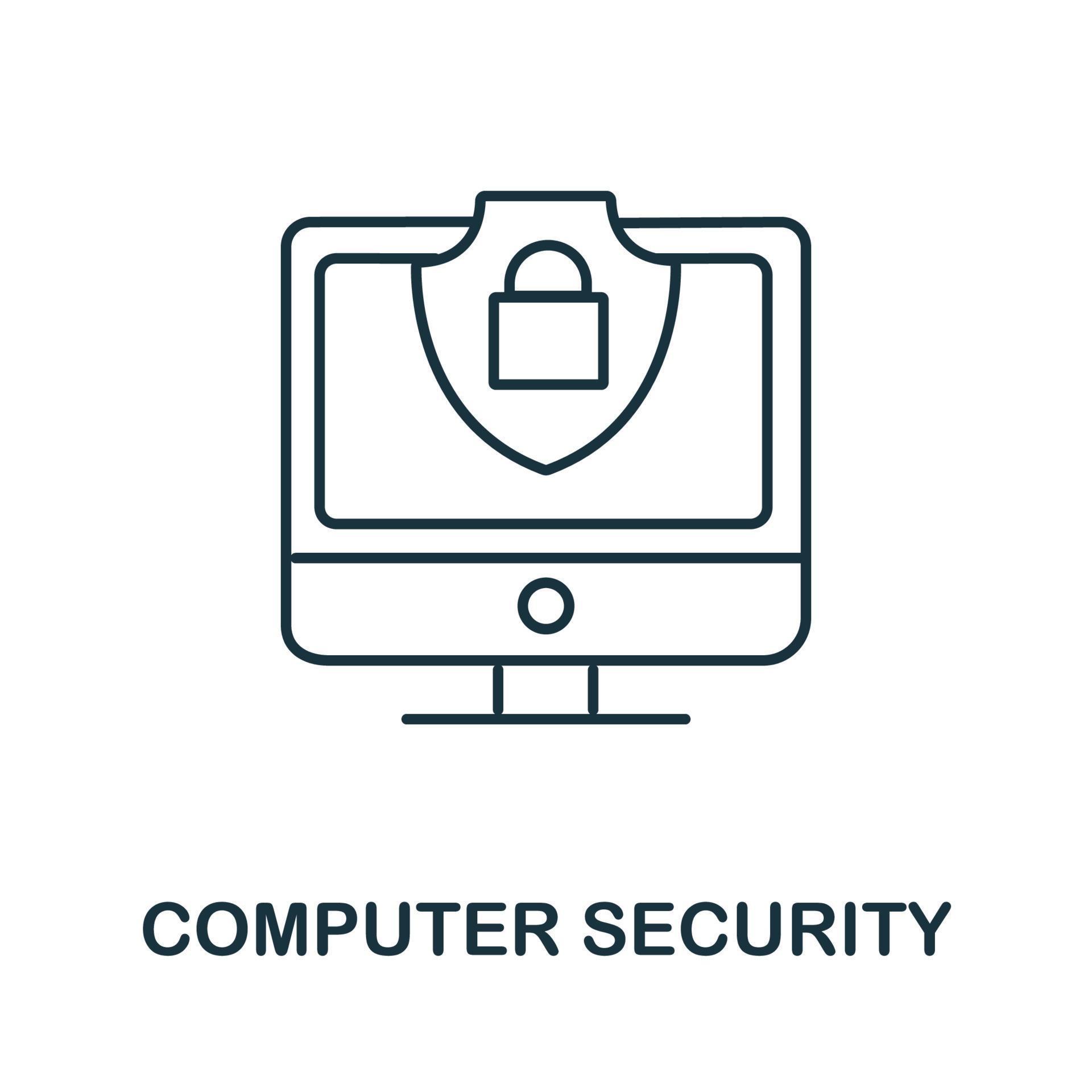 Computer Security icon from cyber security collection. Simple line ...