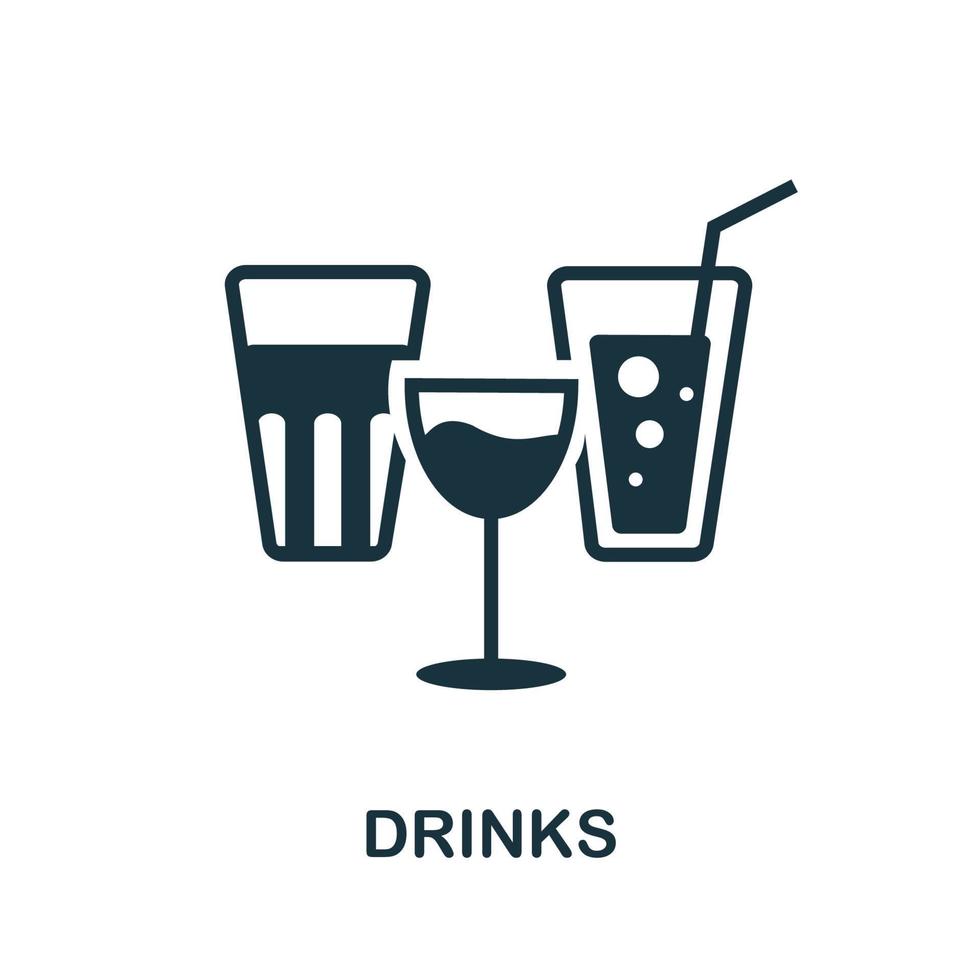 icono de bebidas. icono de bebidas monocromáticas simples para plantillas, diseño web e infografía vector
