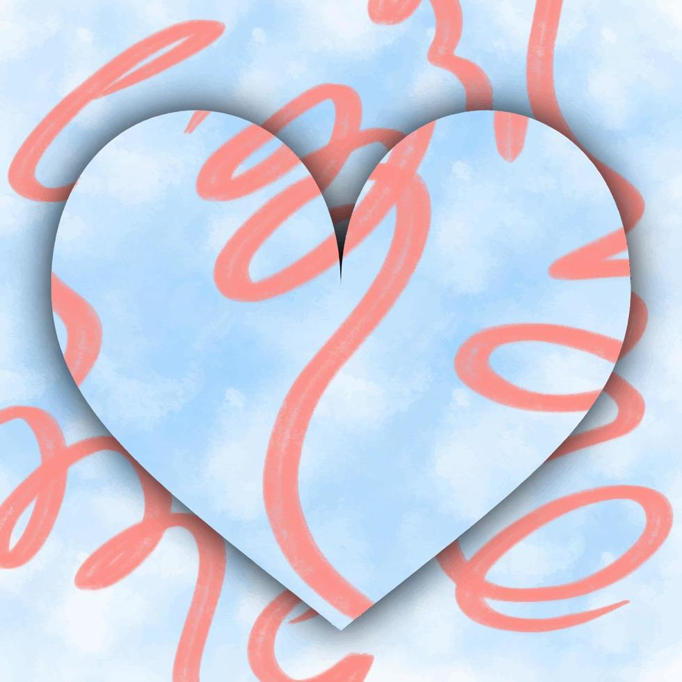 Romantic heart artistic watercolor background. vector