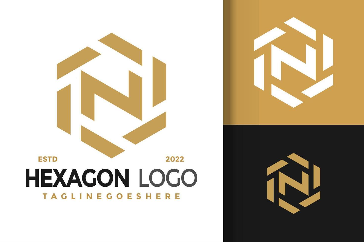 Monogram N Hexagon Logo Logos Design Element Stock Vector Illustration Template