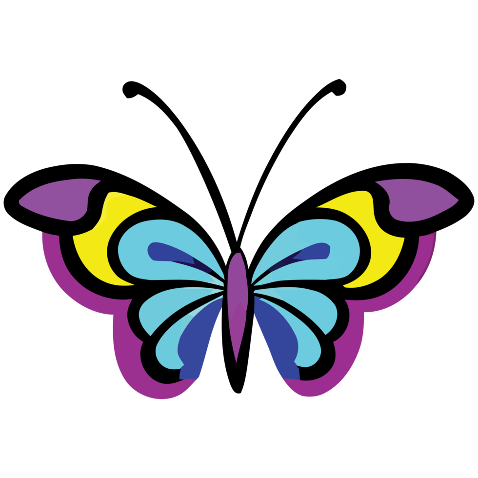 image png papillon coloré avec fond transparent