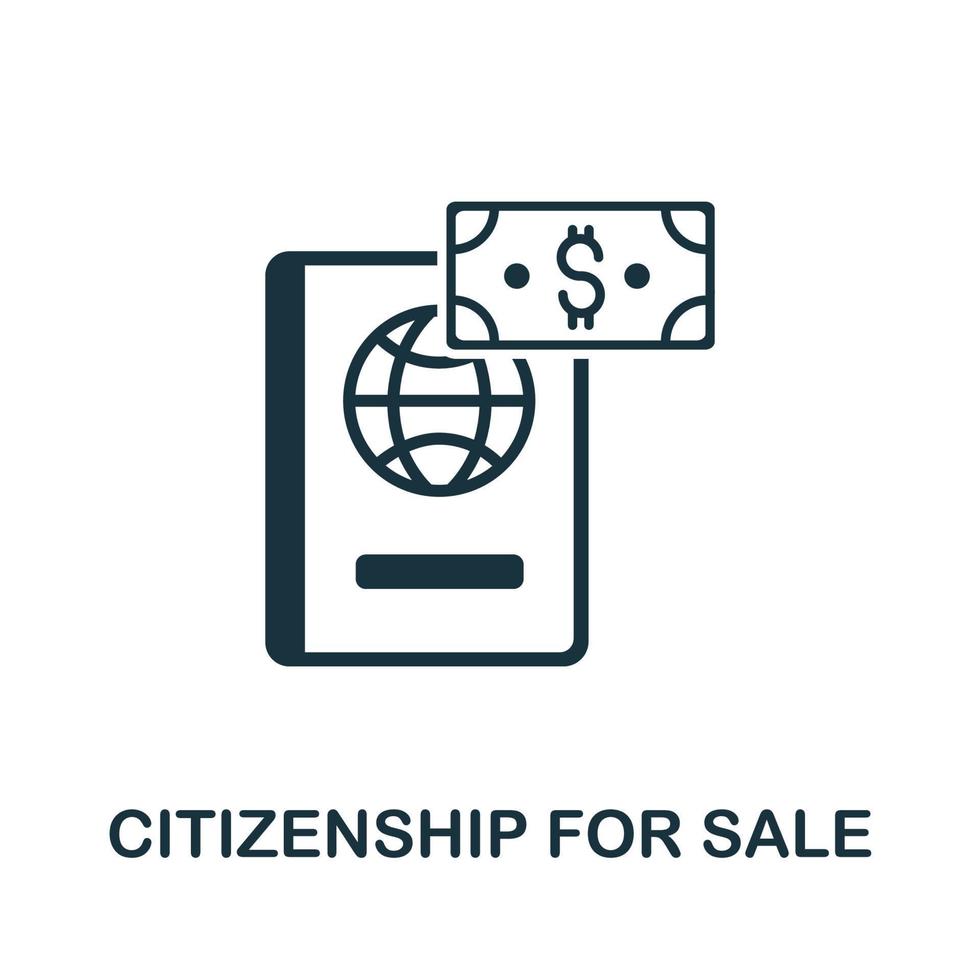icono de ciudadanía a la venta de la colección de Internet prohibida. icono de venta de ciudadanía de línea simple para plantillas, diseño web e infografía vector
