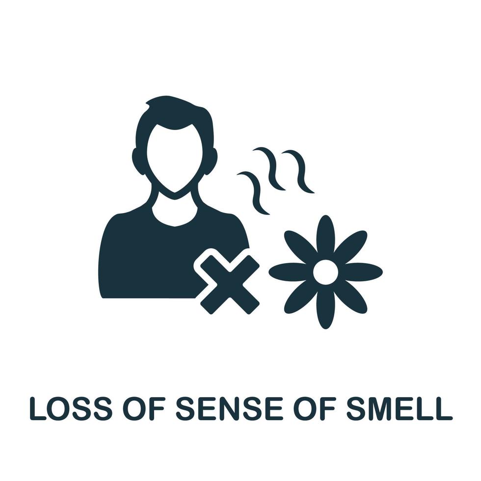 pérdida del icono del sentido del olfato. elemento simple monocromático de la colección de síntomas del coronavirus. icono creativo de pérdida del sentido del olfato para diseño web, plantillas, infografías y más vector