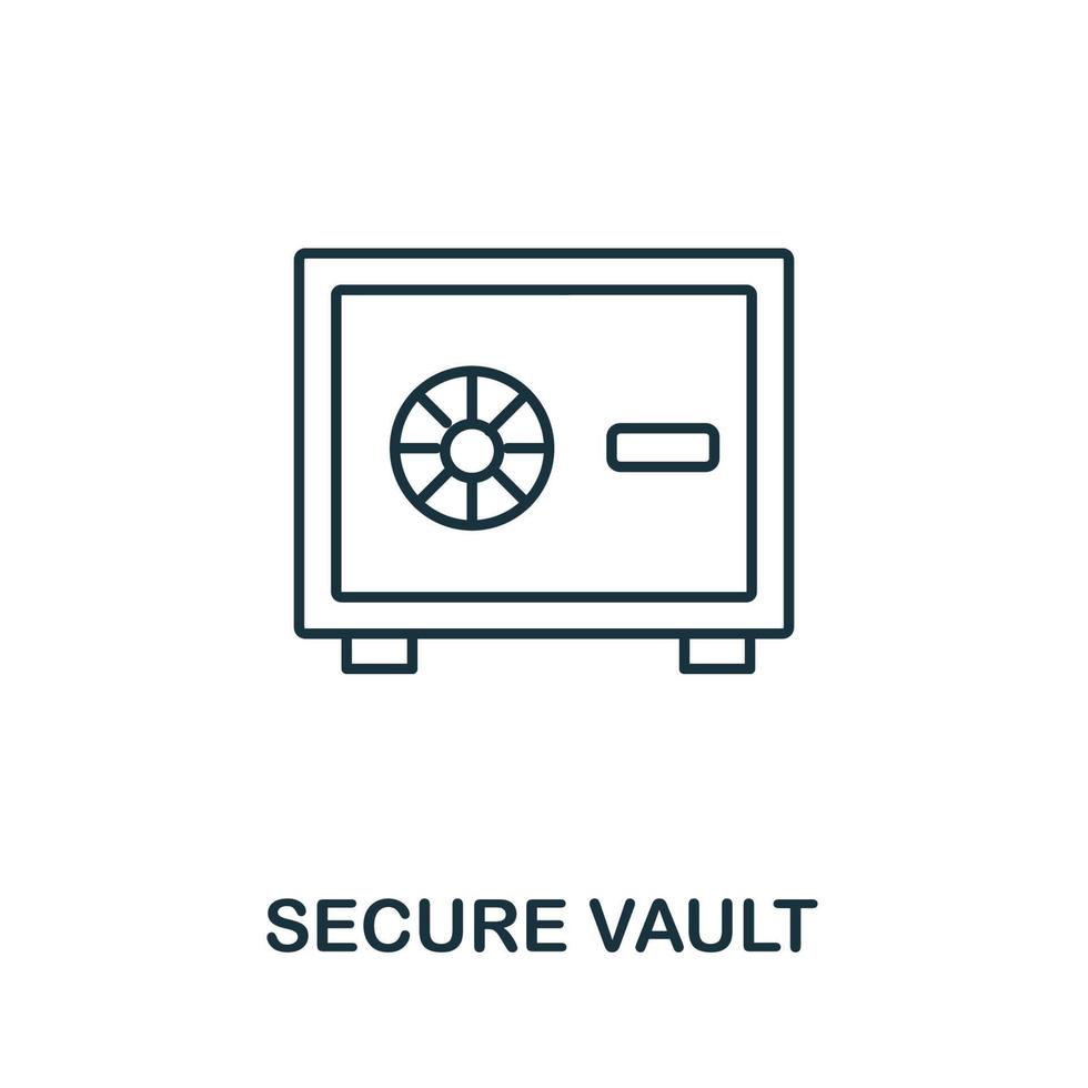 Secure Vault icon from cyber security collection. Simple line Secure Vault icon for templates, web design and infographics vector