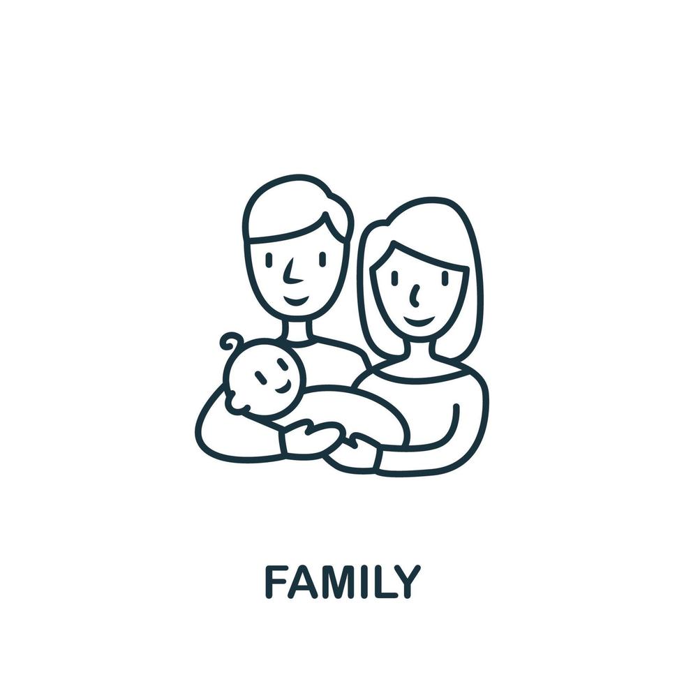 Family icon from baby things collection. Simple line element Family symbol for templates, web design and infographics vector