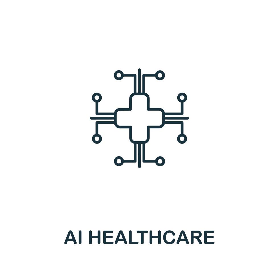 Ai Healthcare icon from artificial intelligence collection. Simple line Ai Healthcare icon for templates, web design and infographics vector