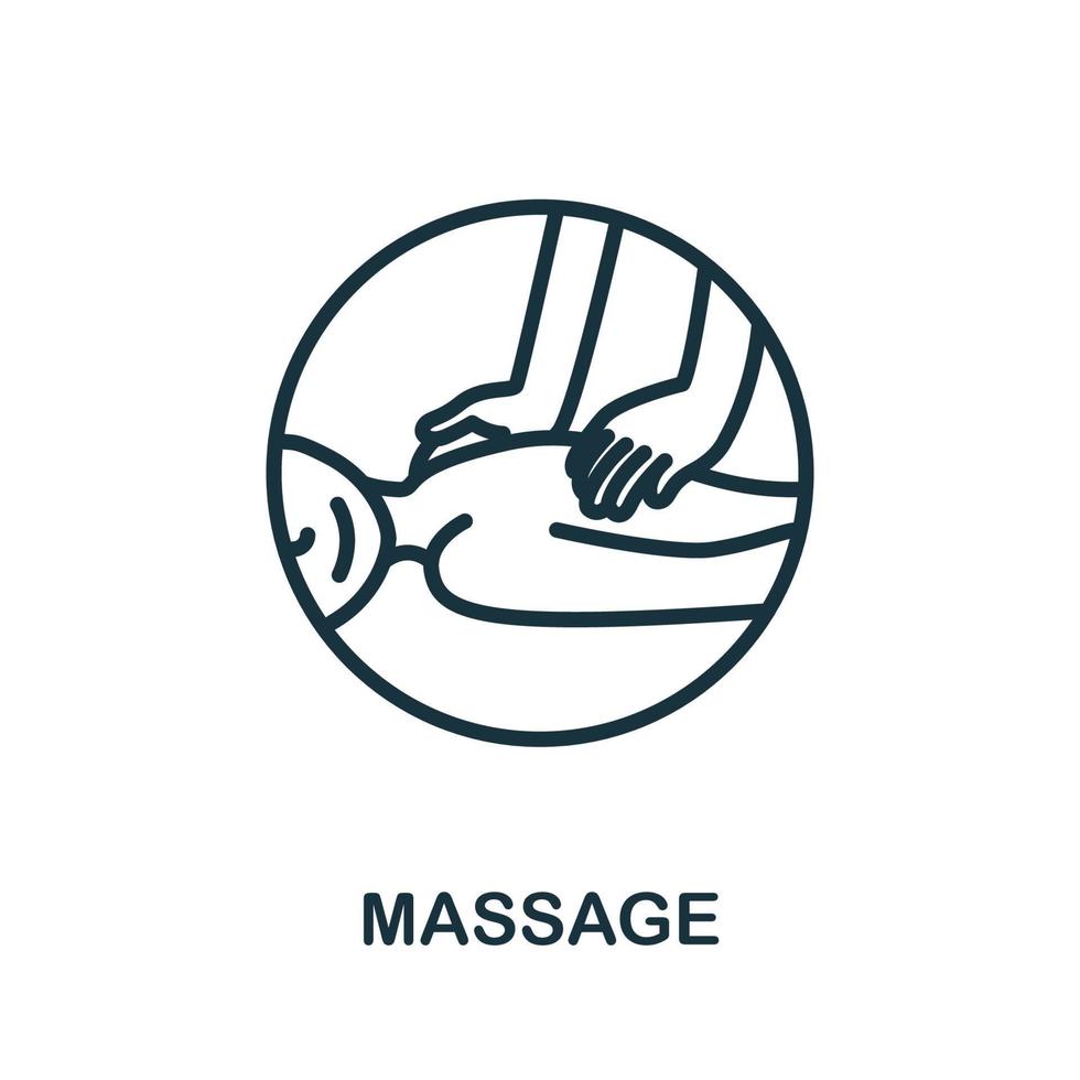 icono de masaje de la colección de medicina alternativa. icono de masaje de línea simple para plantillas, diseño web e infografía vector