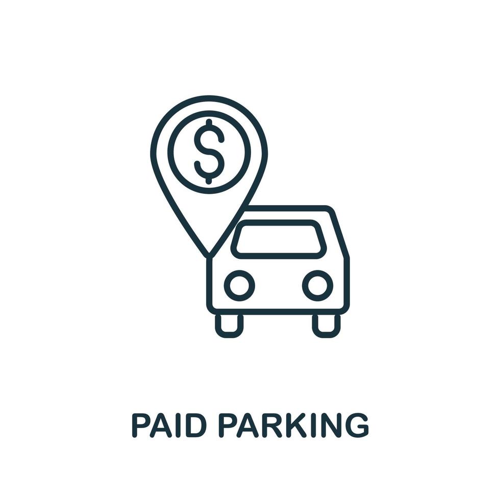 Paid Parking icon from airport collection. Simple line Paid Parking icon for templates, web design and infographics vector