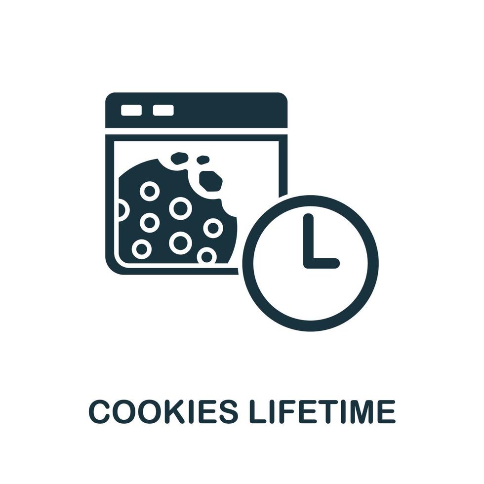 icono de por vida de cookies de la colección de marketing de afiliados. icono de por vida de cookies de línea simple para plantillas, diseño web e infografía vector
