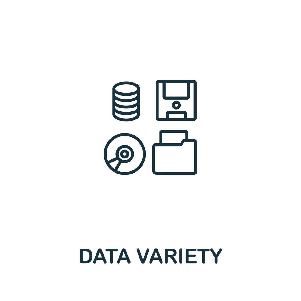 Data Variety icon from artificial intelligence collection. Simple line Data Variety icon for templates, web design and infographics vector