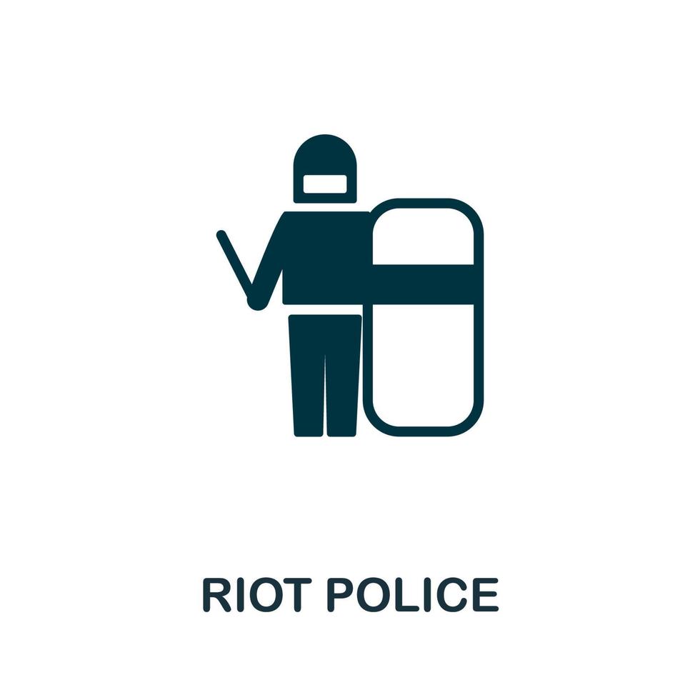 icono de la policía antidisturbios. elemento simple monocromático de la colección de derechos civiles. ícono creativo de la policía antidisturbios para diseño web, plantillas, infografías y más vector