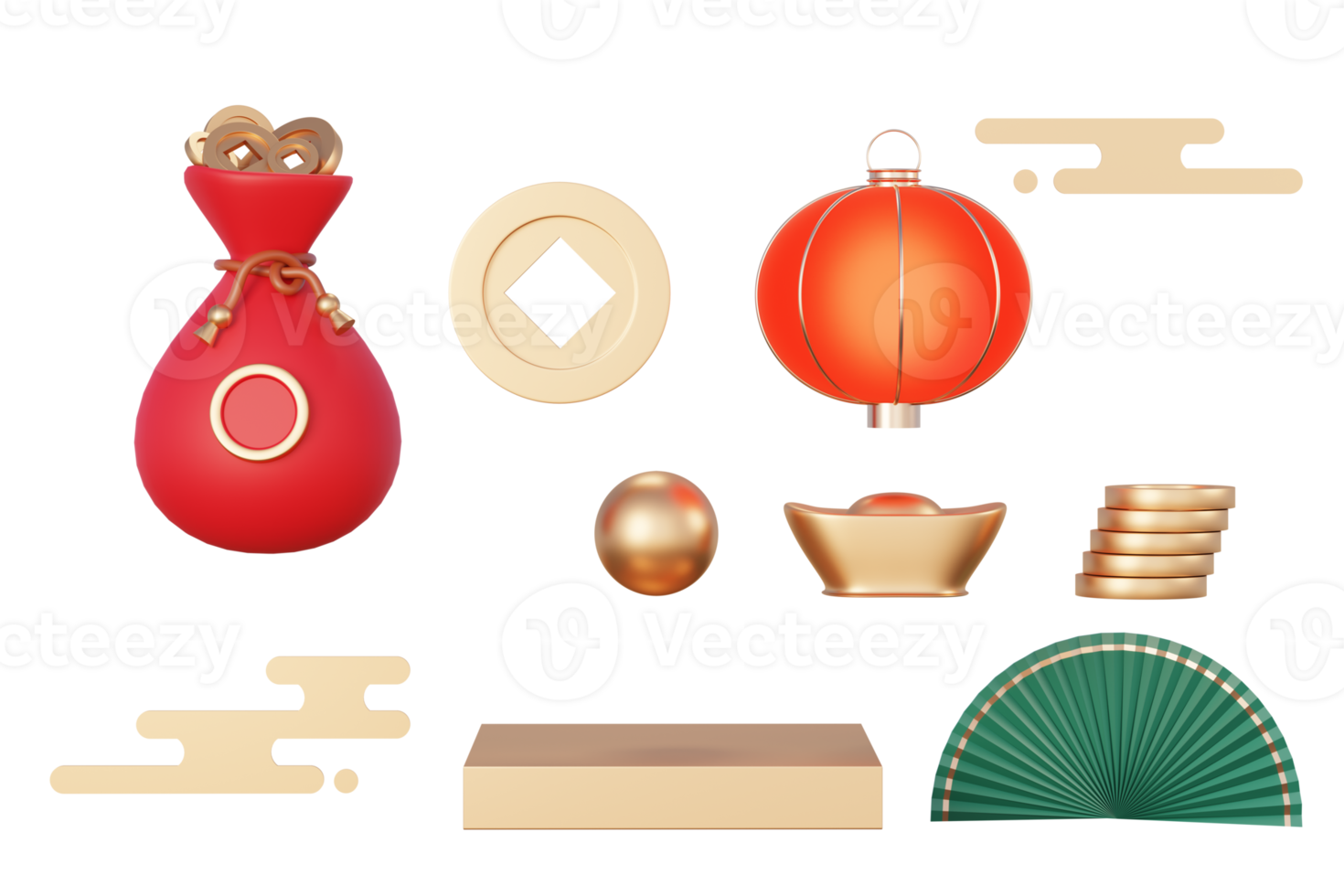 gelukkig Chinese nieuw jaar 2023 met de jaar van konijn. traditioneel podium voor tonen Product. maan- nieuw jaar rood achtergrond versieren met Chinese textuur, goud, munten, en dierenriem teken. 3d veroorzaken. png