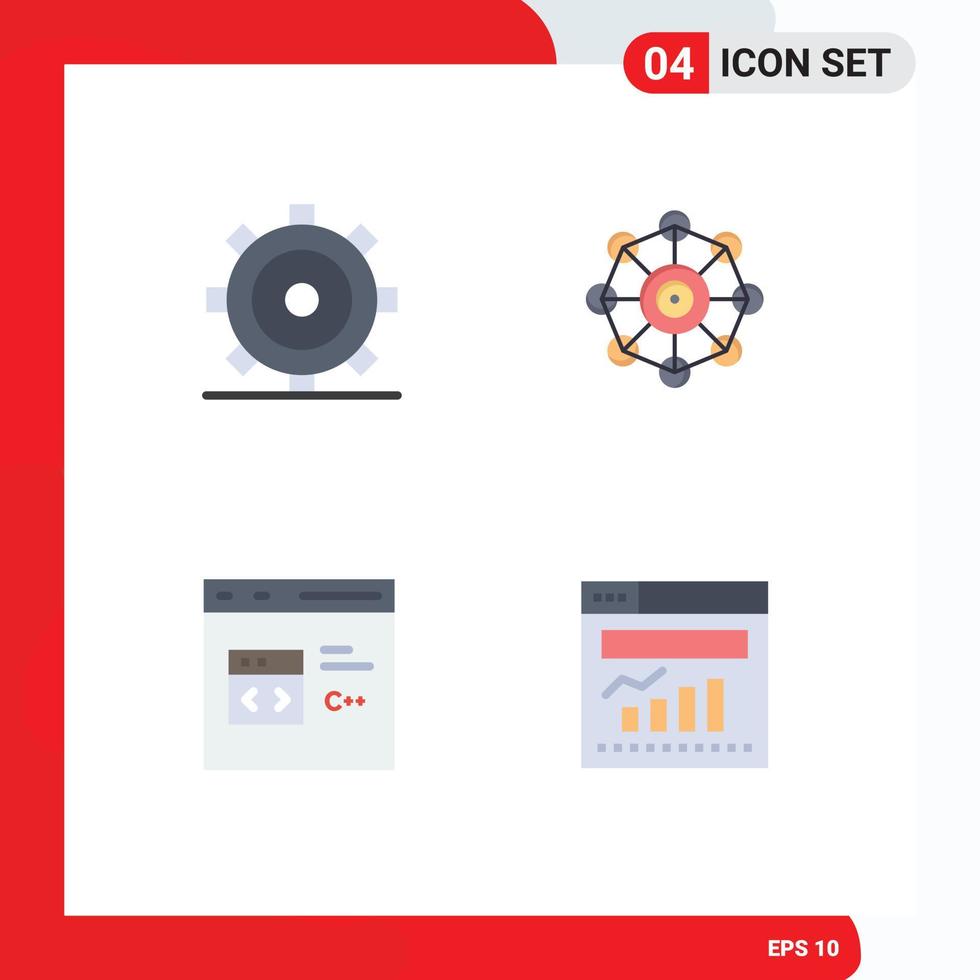 Pack of 4 Modern Flat Icons Signs and Symbols for Web Print Media such as basic code ui machine learning develop Editable Vector Design Elements